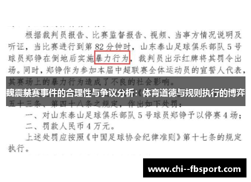 魏震禁赛事件的合理性与争议分析:体育道德与规则执行的博弈 魏震禁赛事件的合理性与争议分析:体育道德与规则执行的博弈